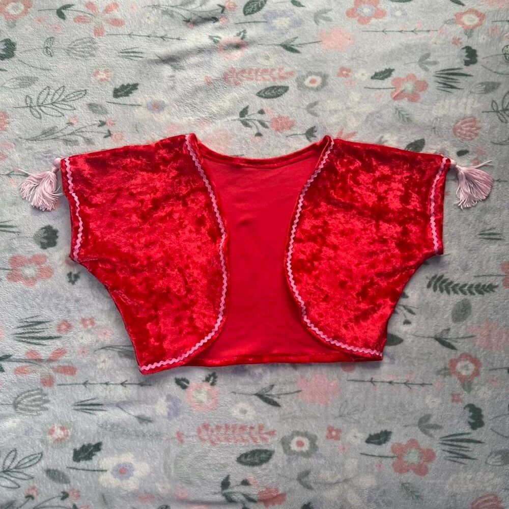 Leg Avenue Red Crushed Velvet Bolero with Tassels Costume Piece - Size Medium
